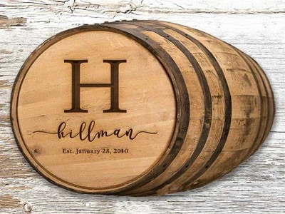 Letters are engraved on wine barrel